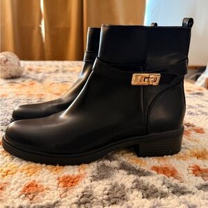 Giani Bernini Black Ankle Booties with Gold Buckle